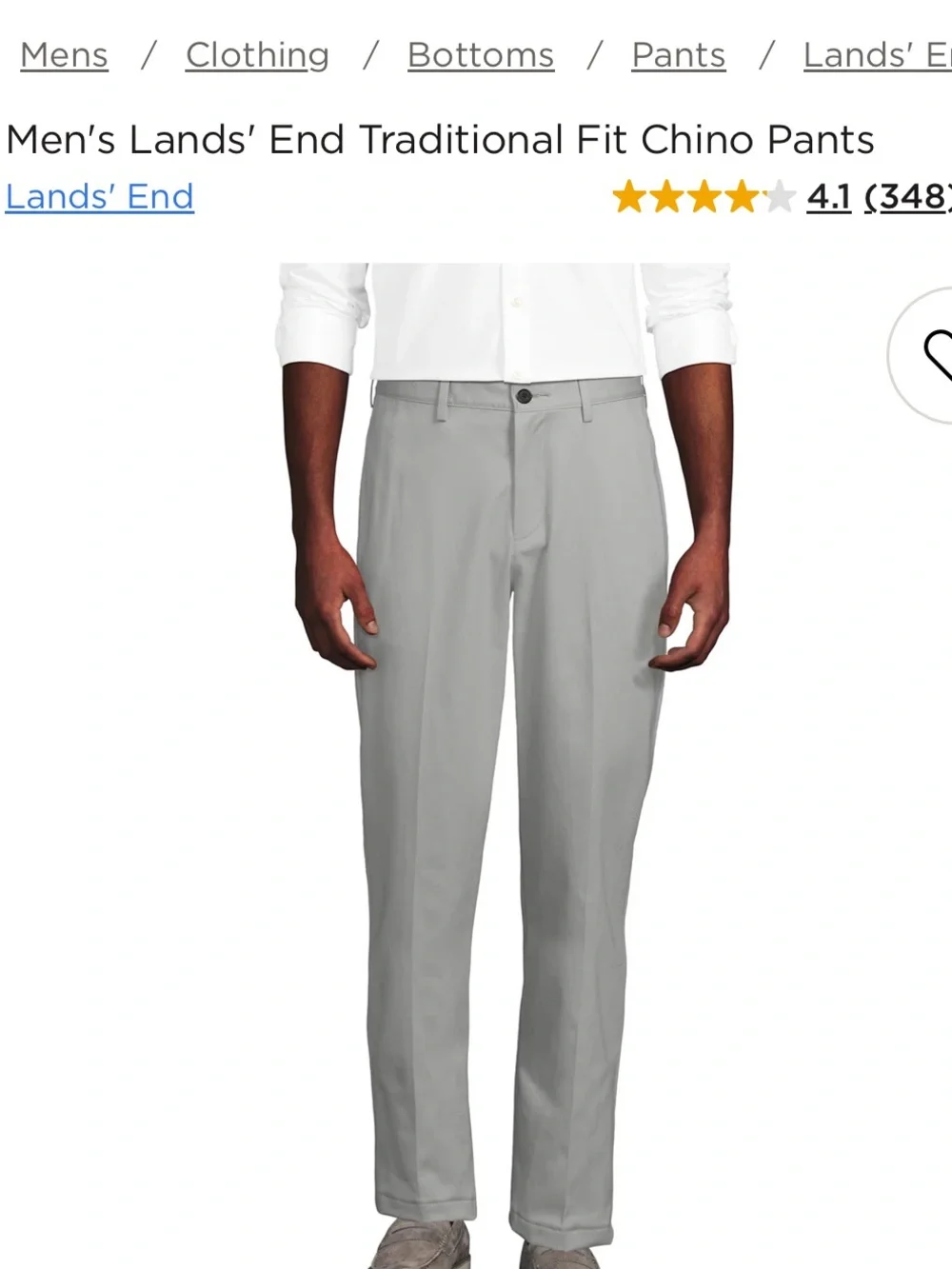 nwt Lands End no iron traditional fit chino size 35 flat/plain front